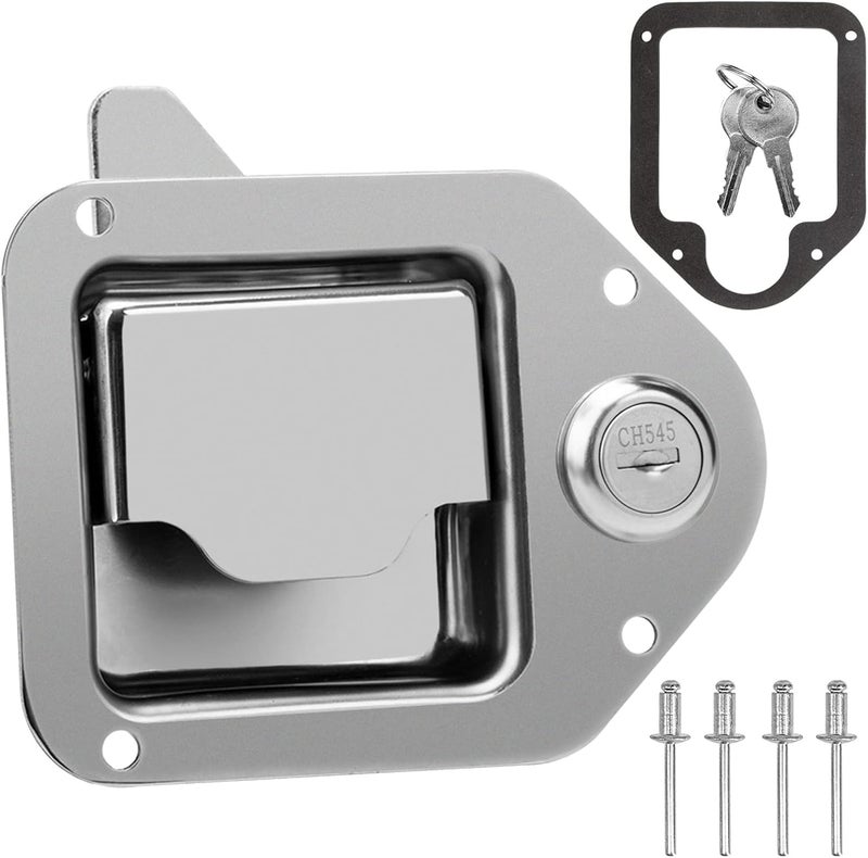 BAUMFEUER 1 Count Truck Tool Box Latch Replacement Stainless Steel Toolbox Paddle Lock Replacement Handle with Keys for Truck, RV, Trailer, UTV, ATV Box - Image 1